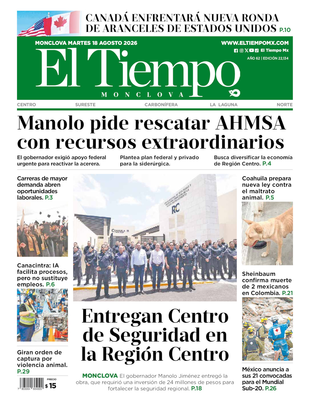 Edición impresa de El Tiempo Monclova