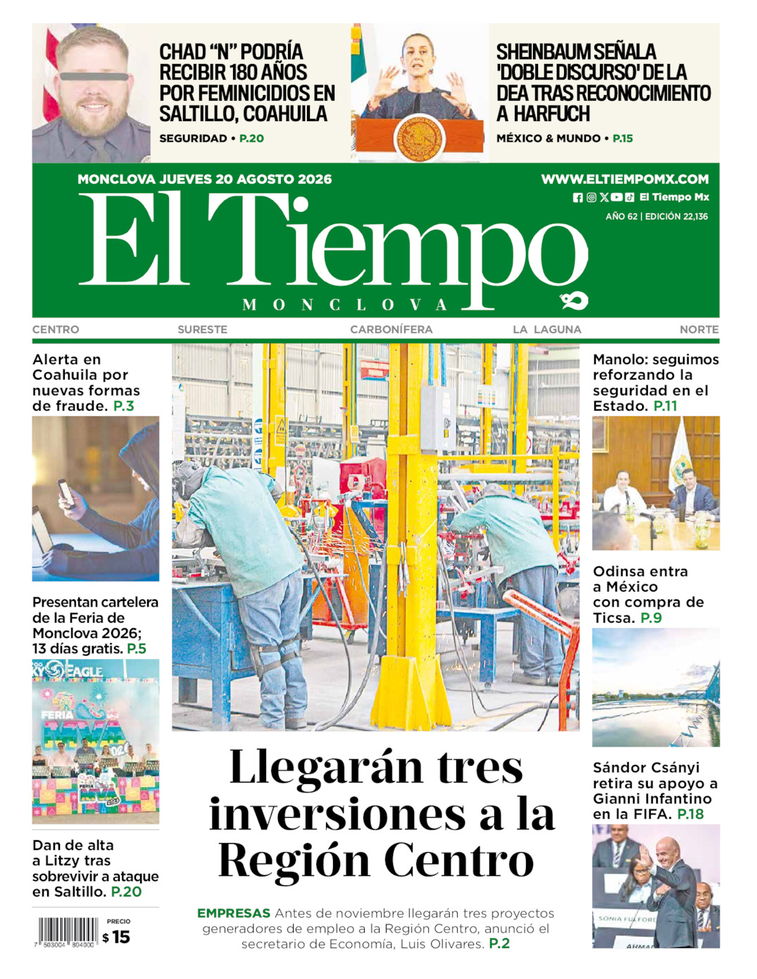 Edición impresa de El Tiempo Monclova