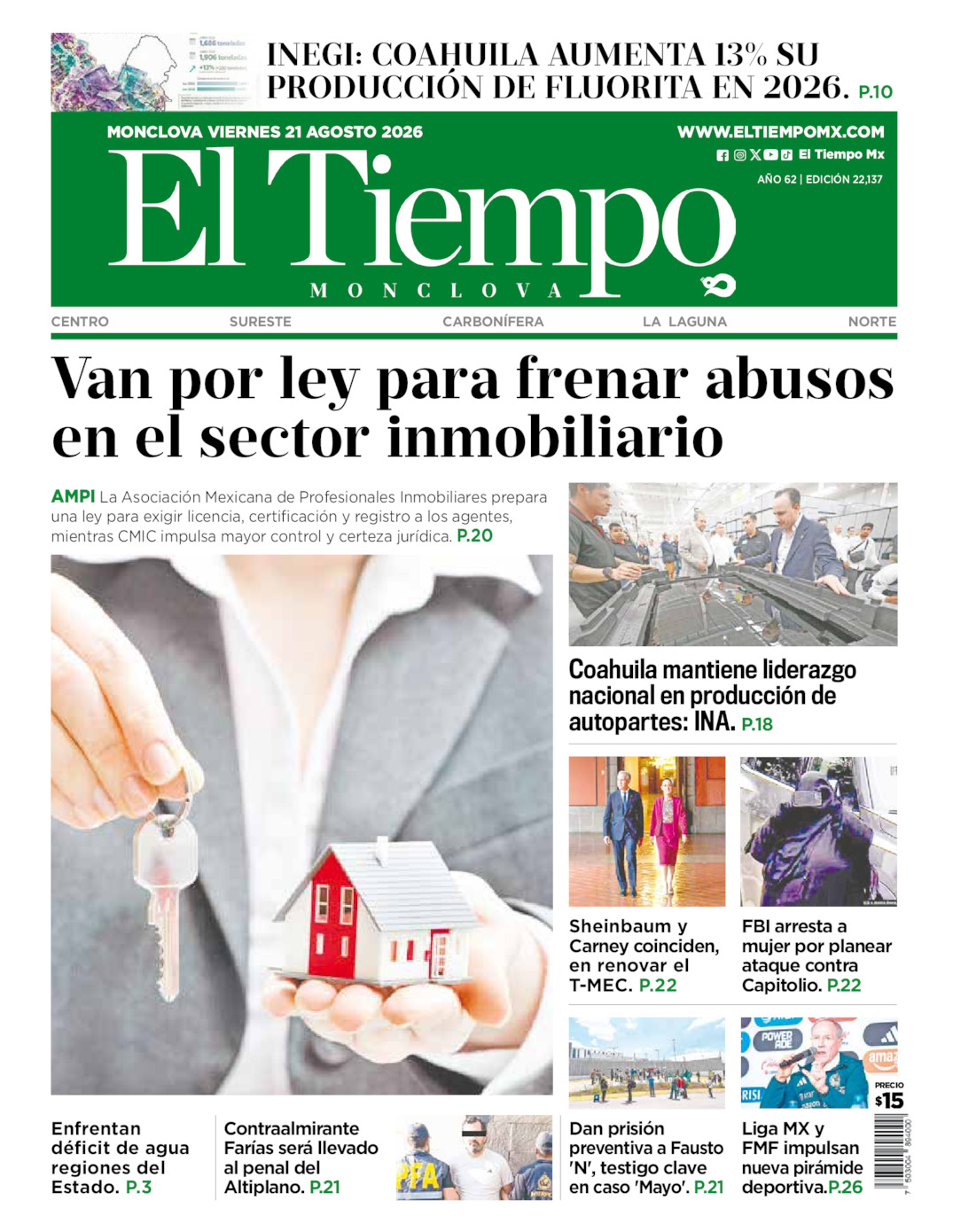 Edición impresa de El Tiempo Monclova