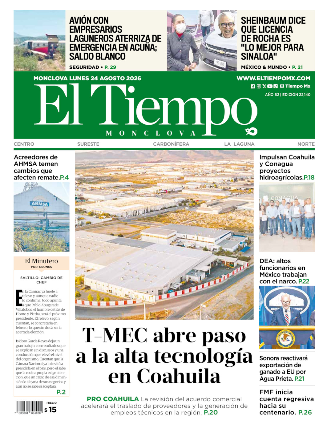 Edición impresa de El Tiempo Monclova