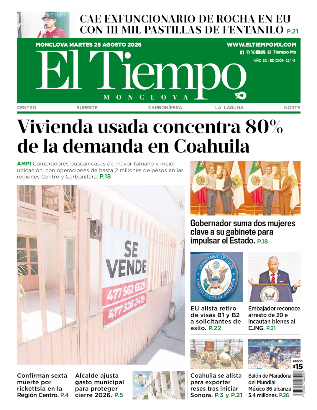 Edición impresa de El Tiempo Monclova