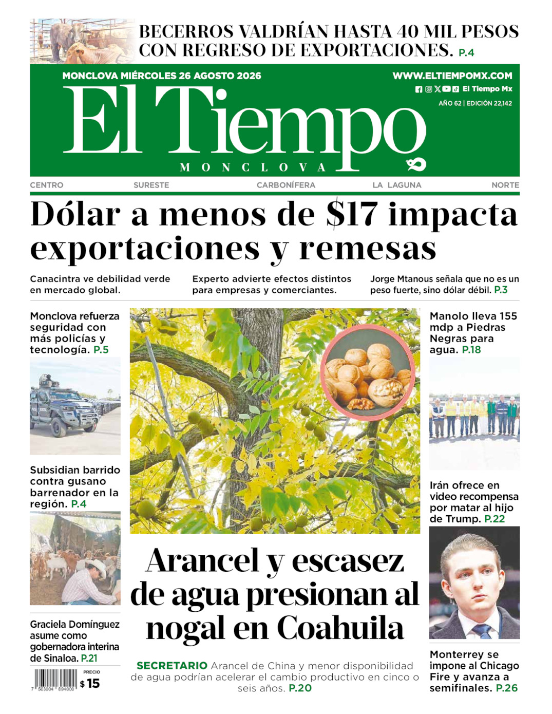 Edición impresa de El Tiempo Monclova
