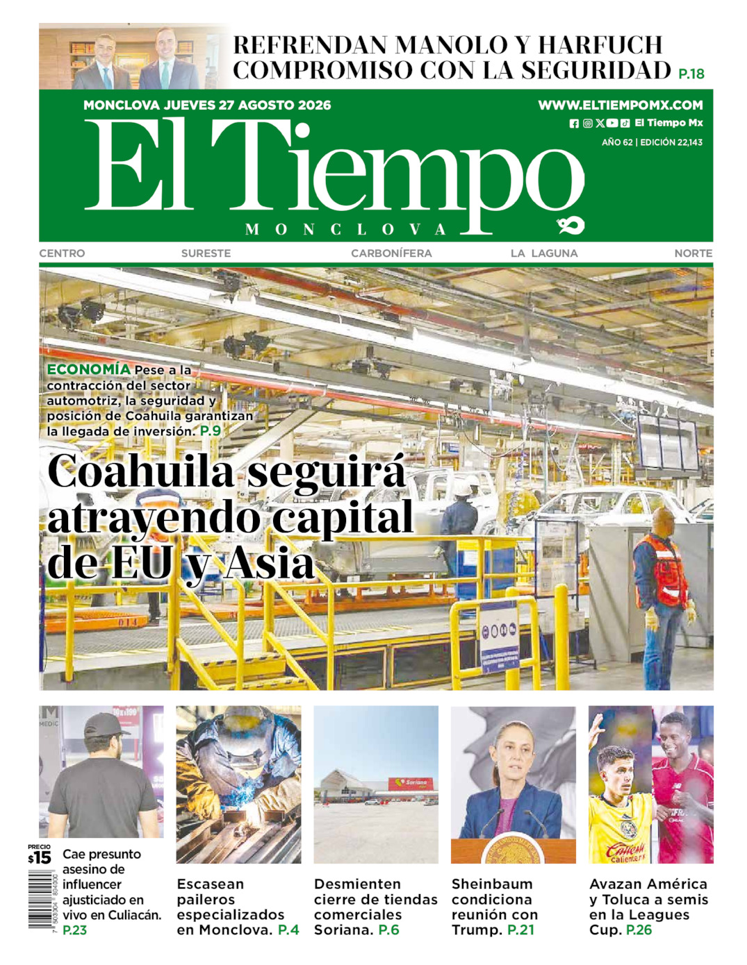 Edición impresa de El Tiempo Monclova