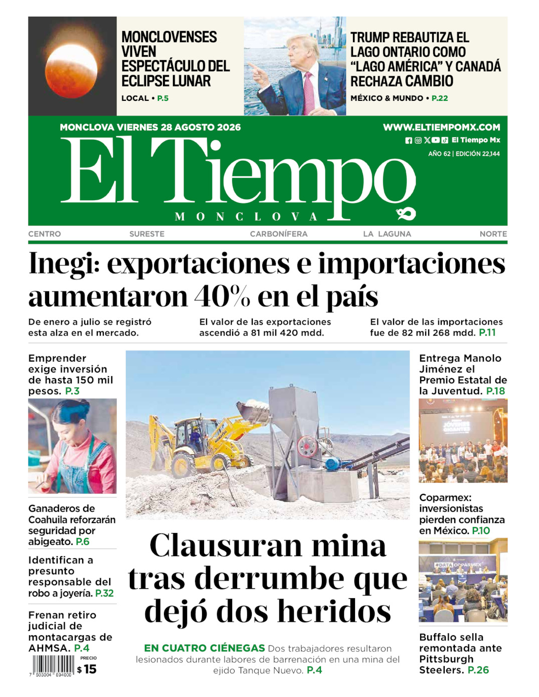 Edición impresa de El Tiempo Monclova
