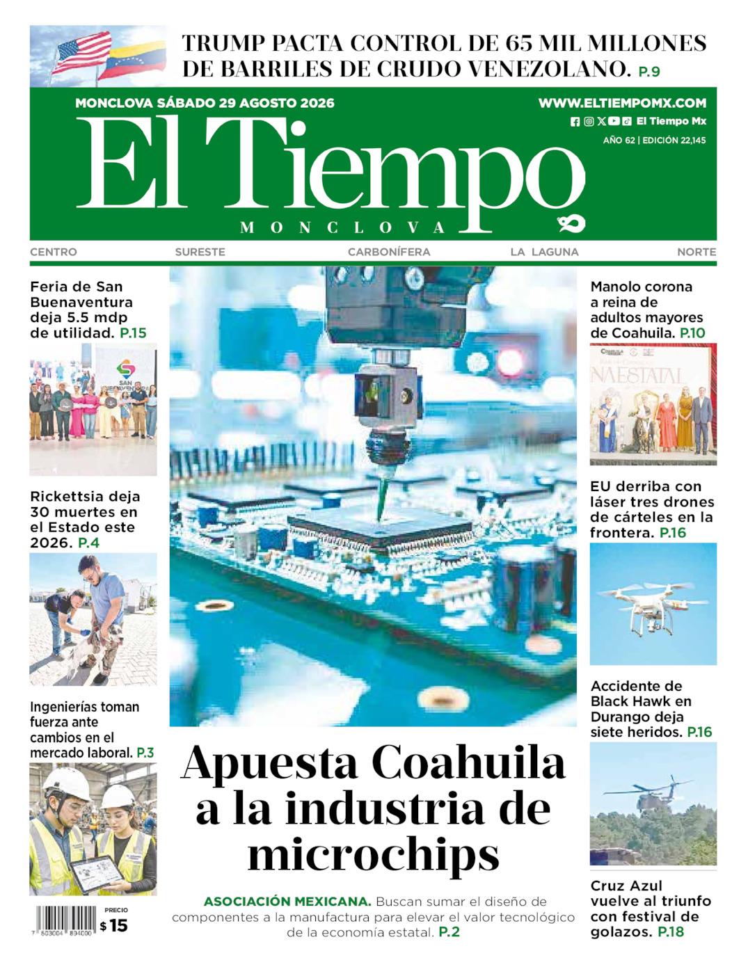 Edición impresa de El Tiempo Monclova
