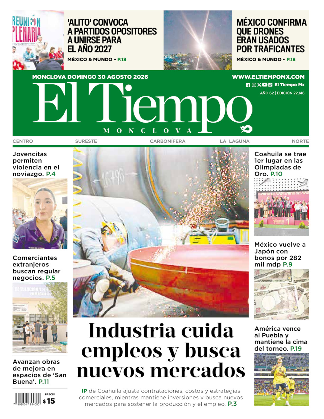 Portada del dom 30 de agosto de 2026