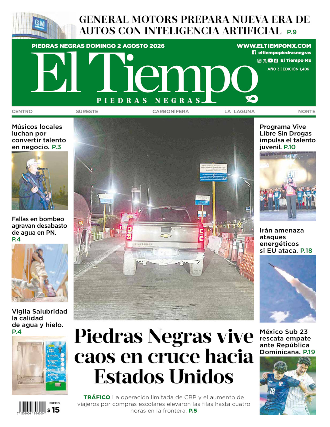 Edición impresa de El Tiempo Piedras Negras