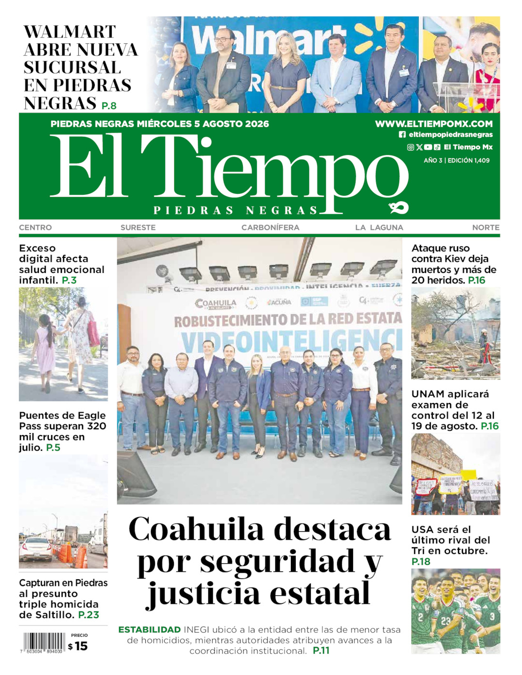 Edición impresa de El Tiempo Piedras Negras