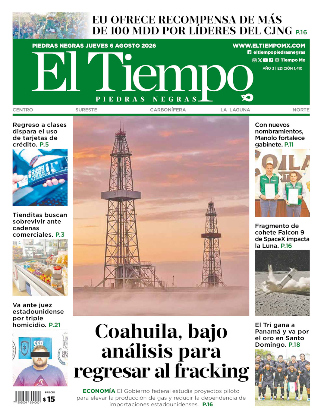 Edición impresa de El Tiempo Piedras Negras