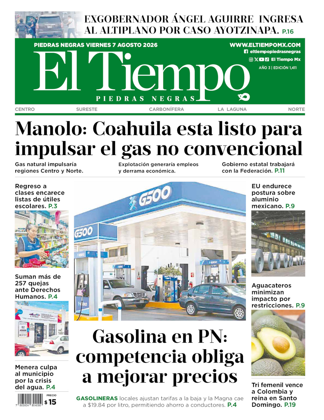 Edición impresa de El Tiempo Piedras Negras