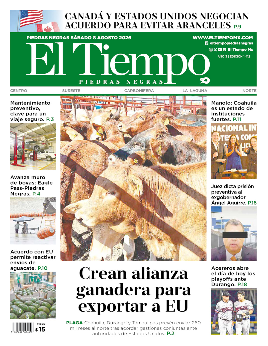 Edición impresa de El Tiempo Piedras Negras