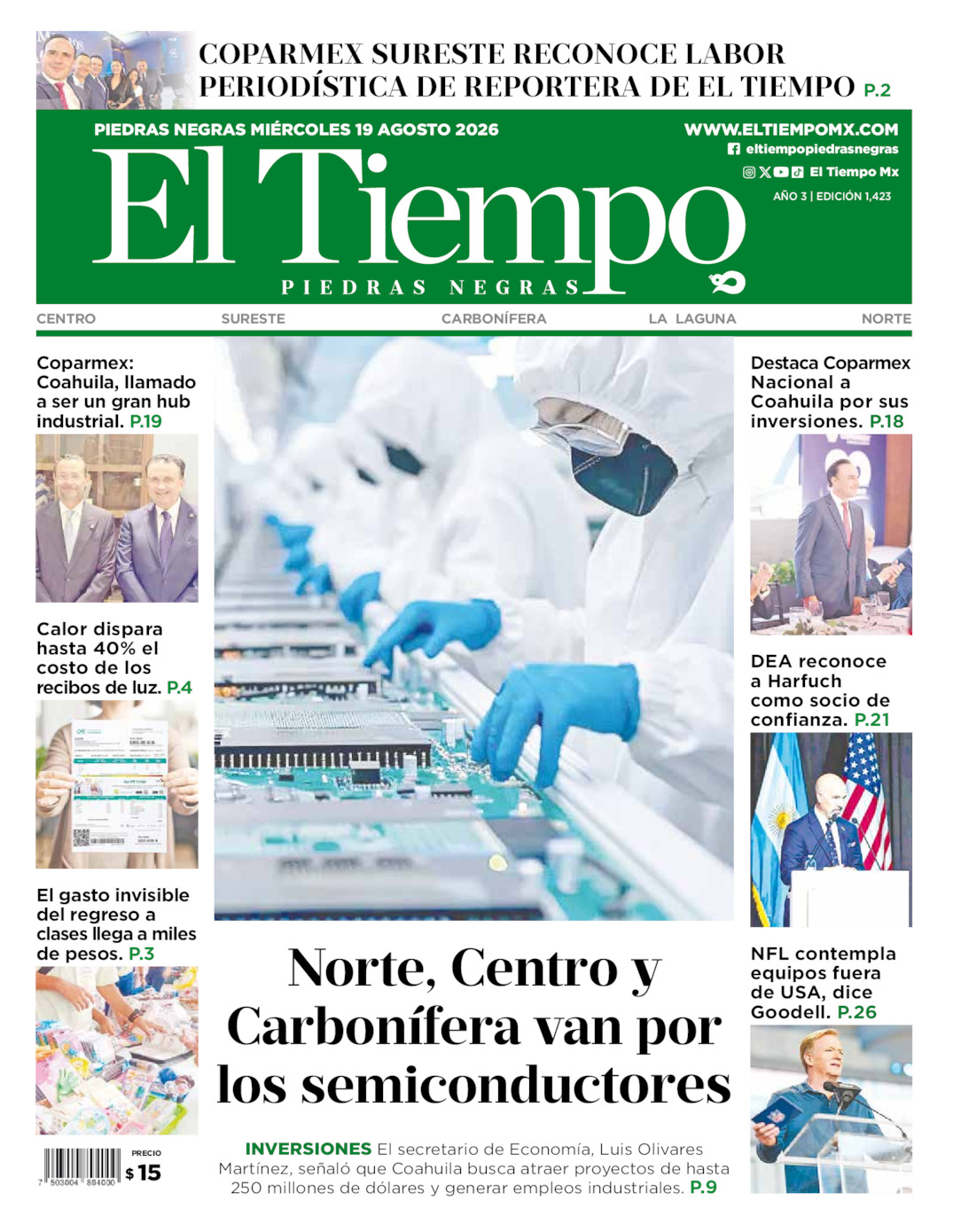 Edición impresa de El Tiempo Piedras Negras