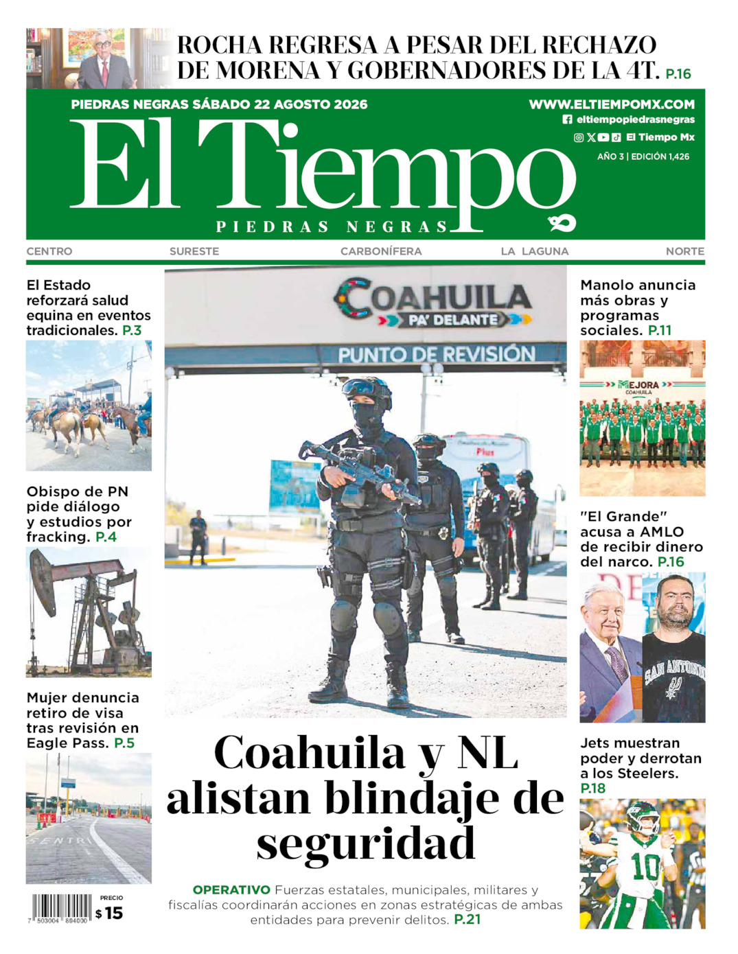 Edición impresa de El Tiempo Piedras Negras