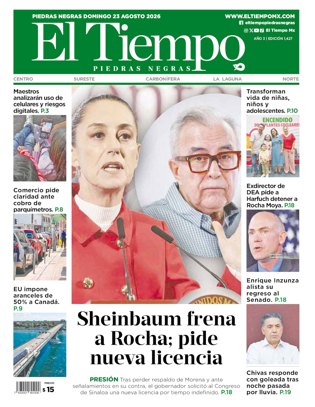 Edición impresa de El Tiempo Piedras Negras
