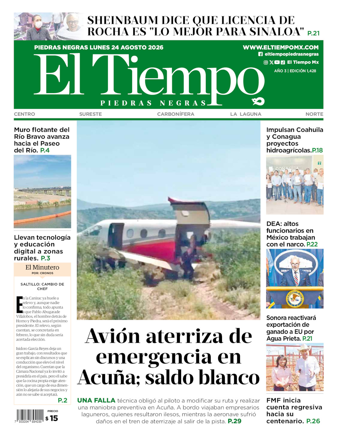 Edición impresa de El Tiempo Piedras Negras