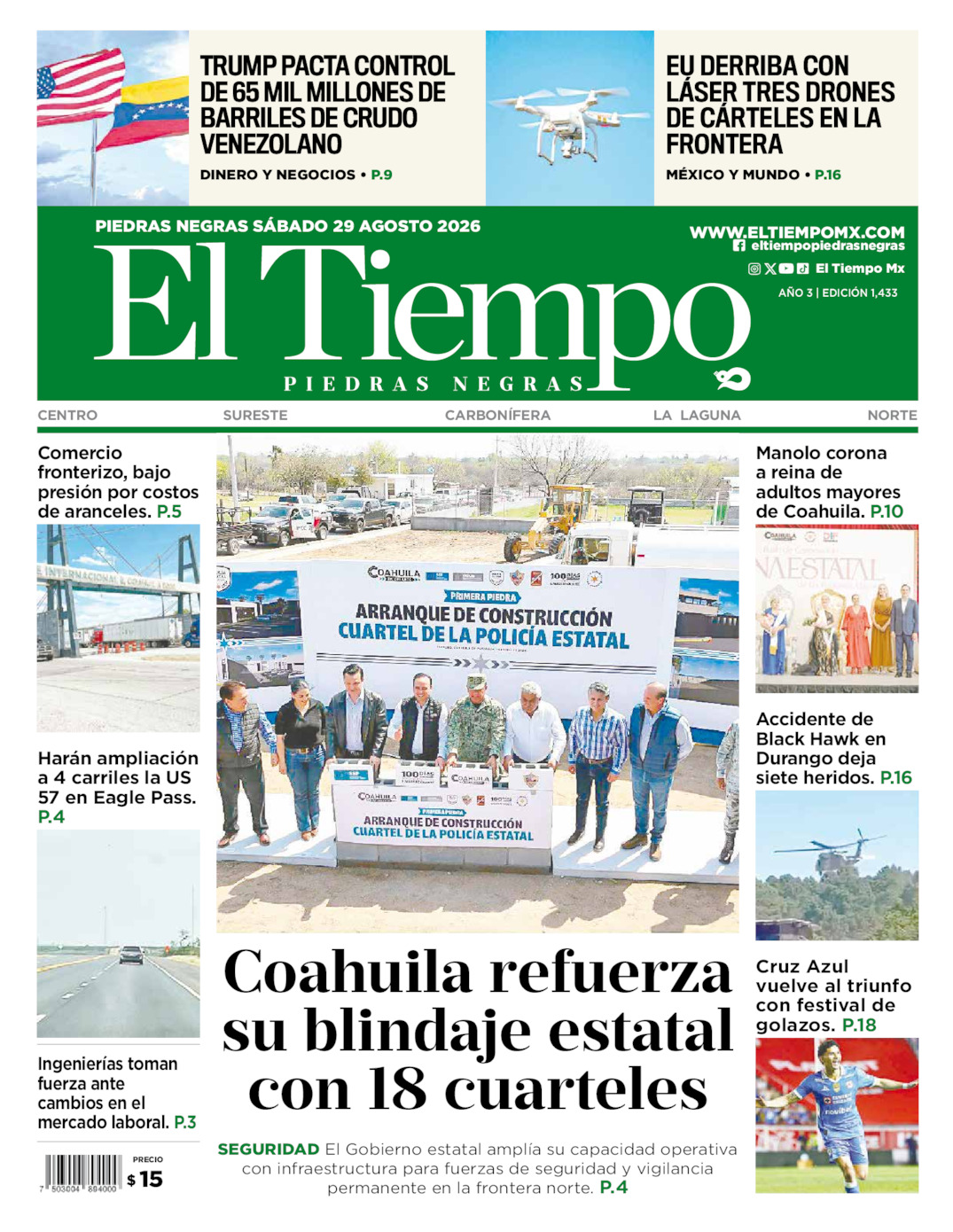 Edición impresa de El Tiempo Piedras Negras