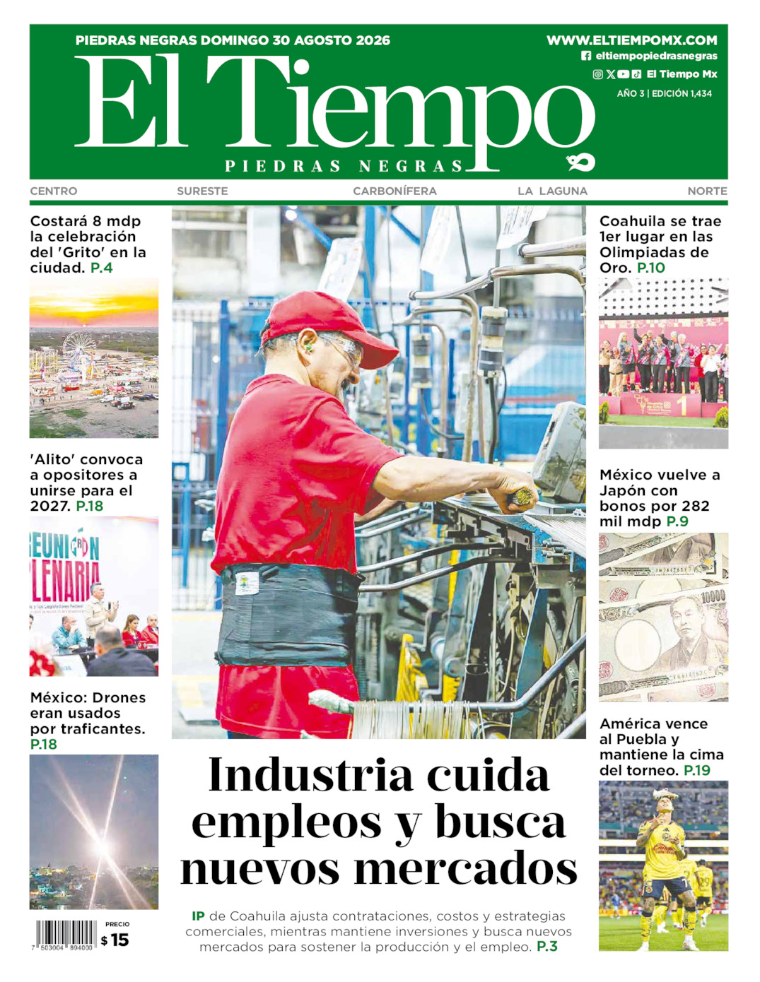 Edición impresa de El Tiempo Piedras Negras