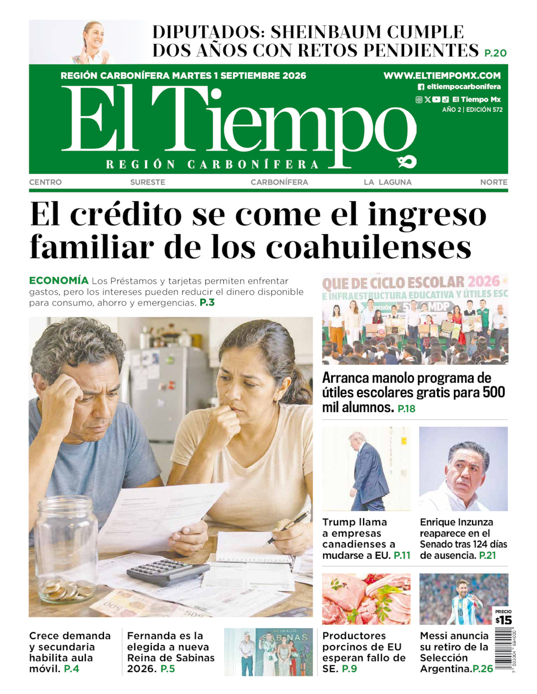 Edición impresa de El Tiempo Región Carbonífera