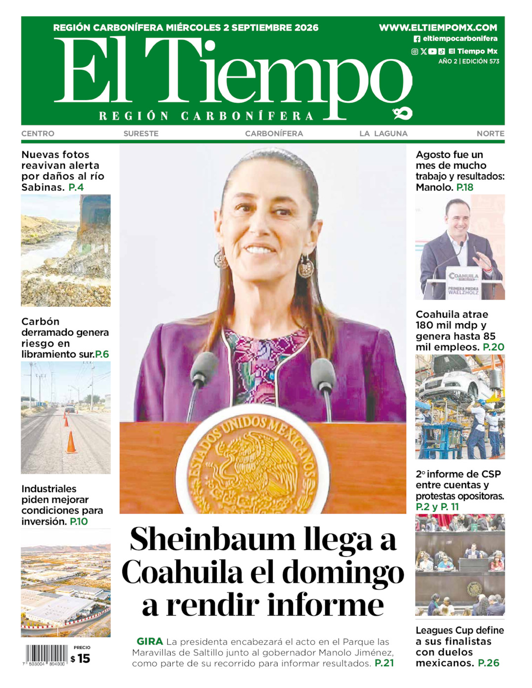 Edición impresa de El Tiempo Región Carbonífera