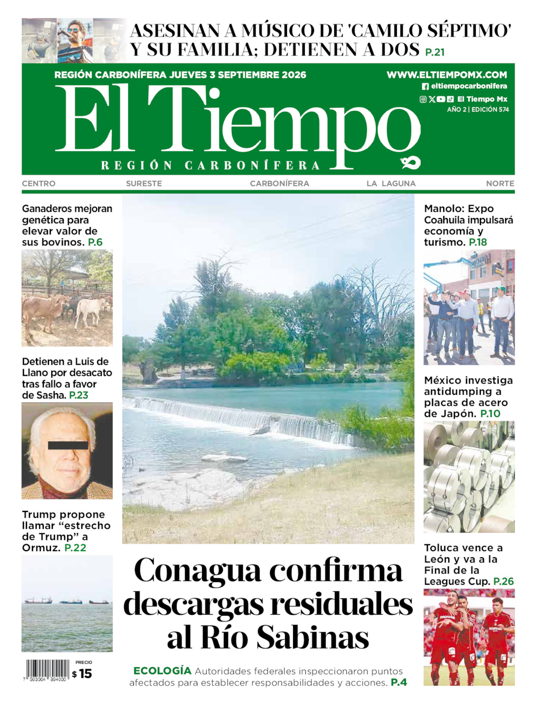 Edición impresa de El Tiempo Región Carbonífera