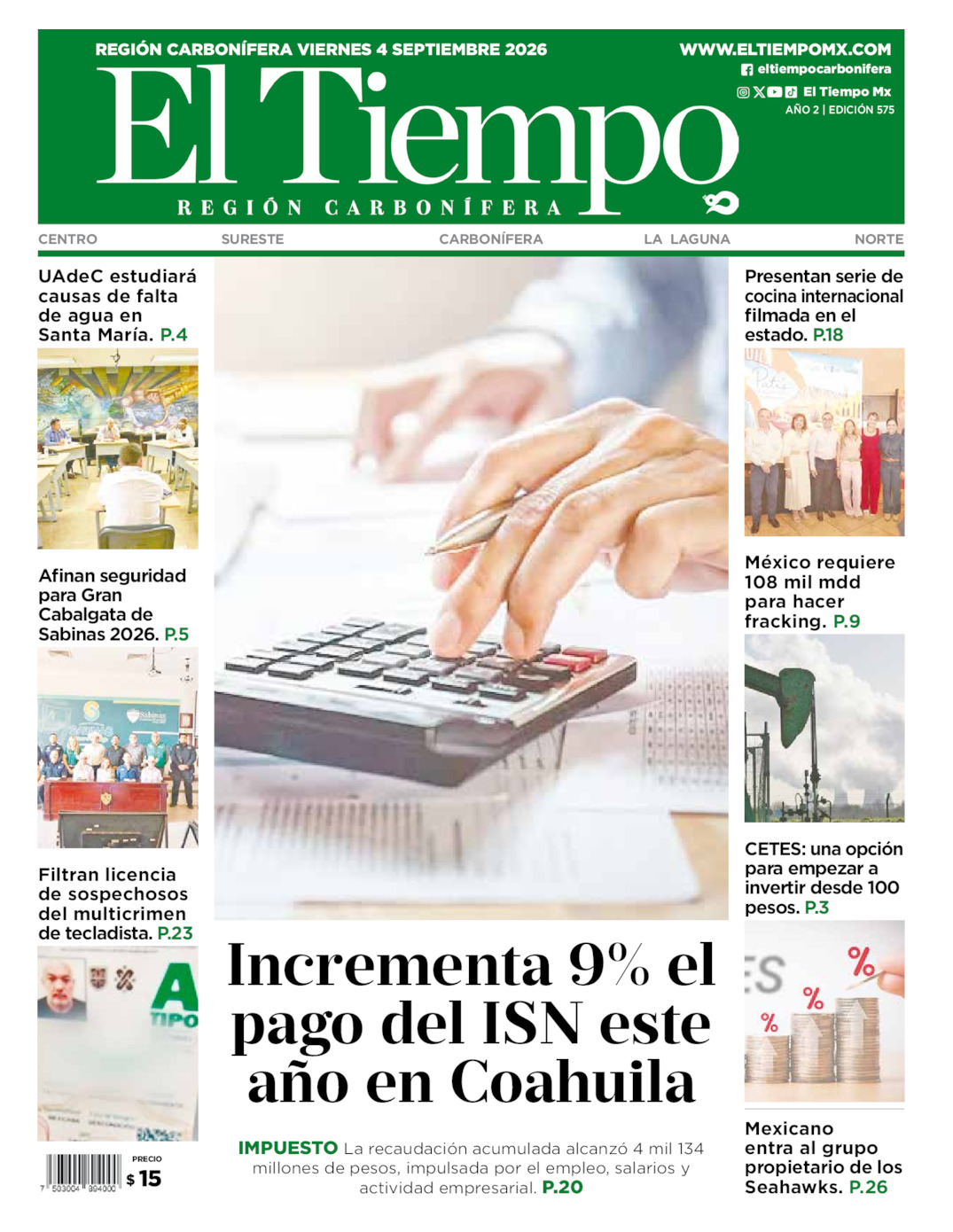 Edición impresa de El Tiempo Región Carbonífera