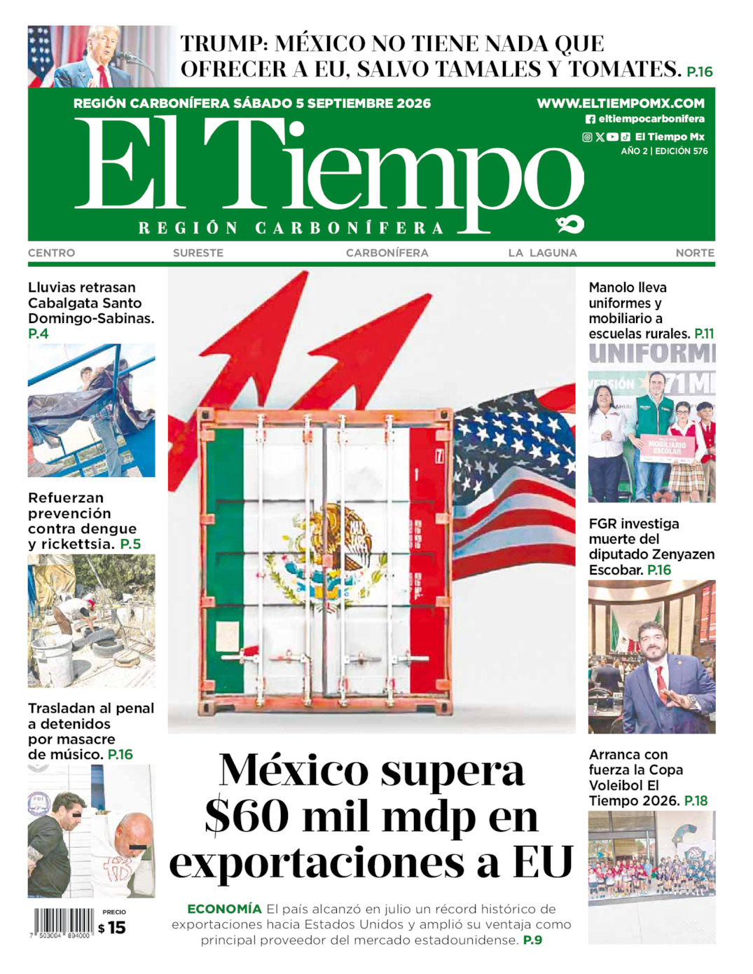 Edición impresa de El Tiempo Región Carbonífera