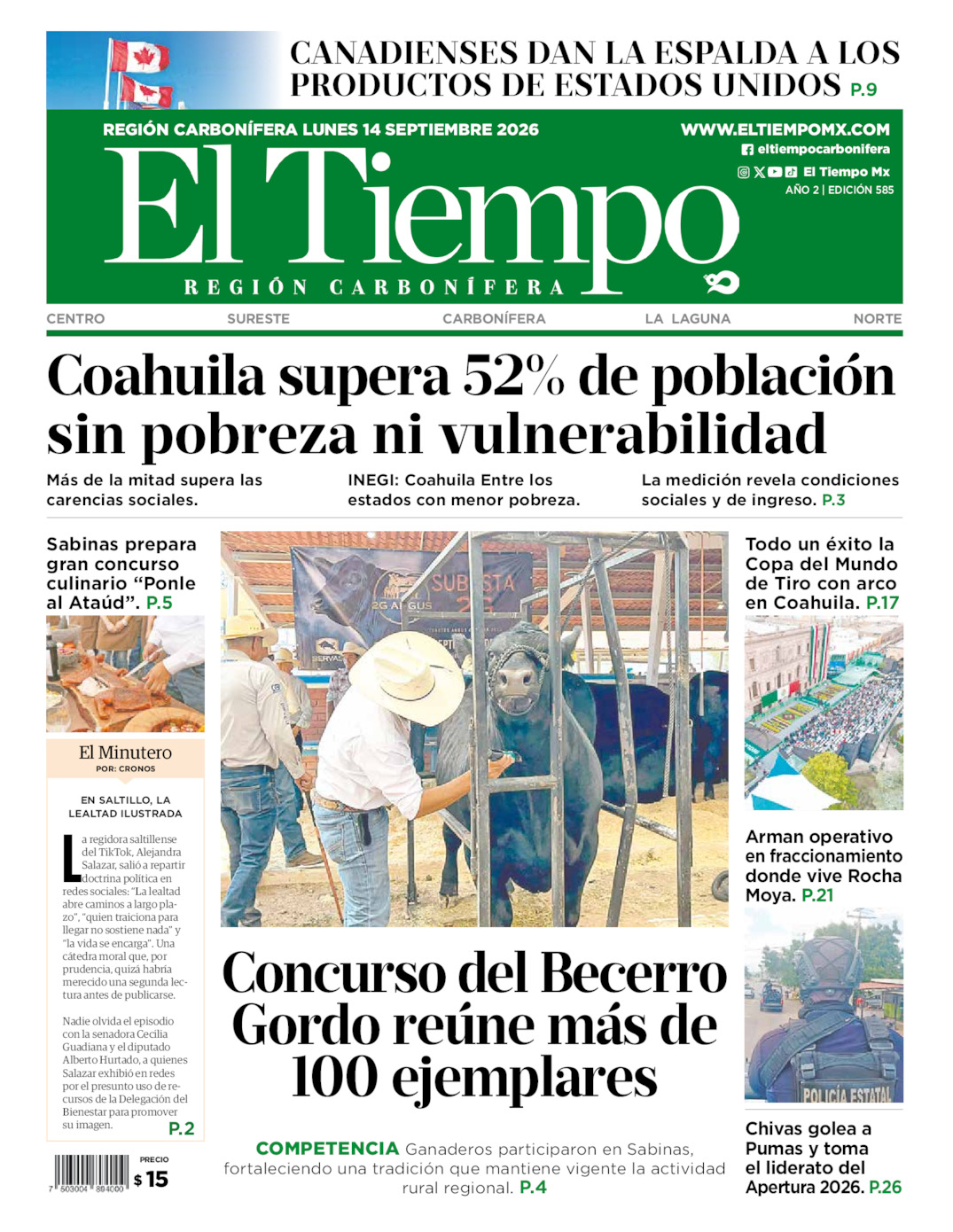Edición impresa de El Tiempo Región Carbonífera