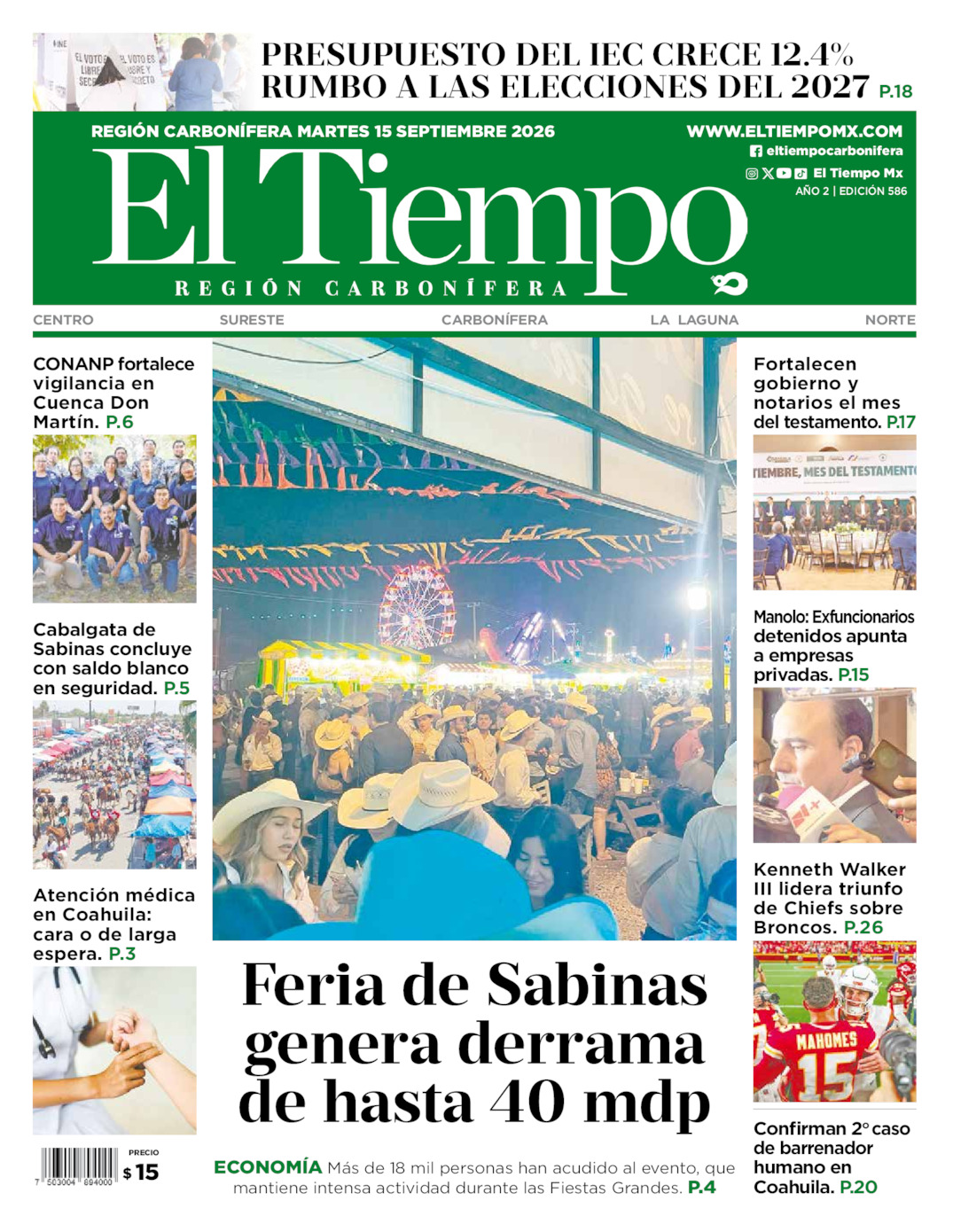 Edición impresa de El Tiempo Región Carbonífera