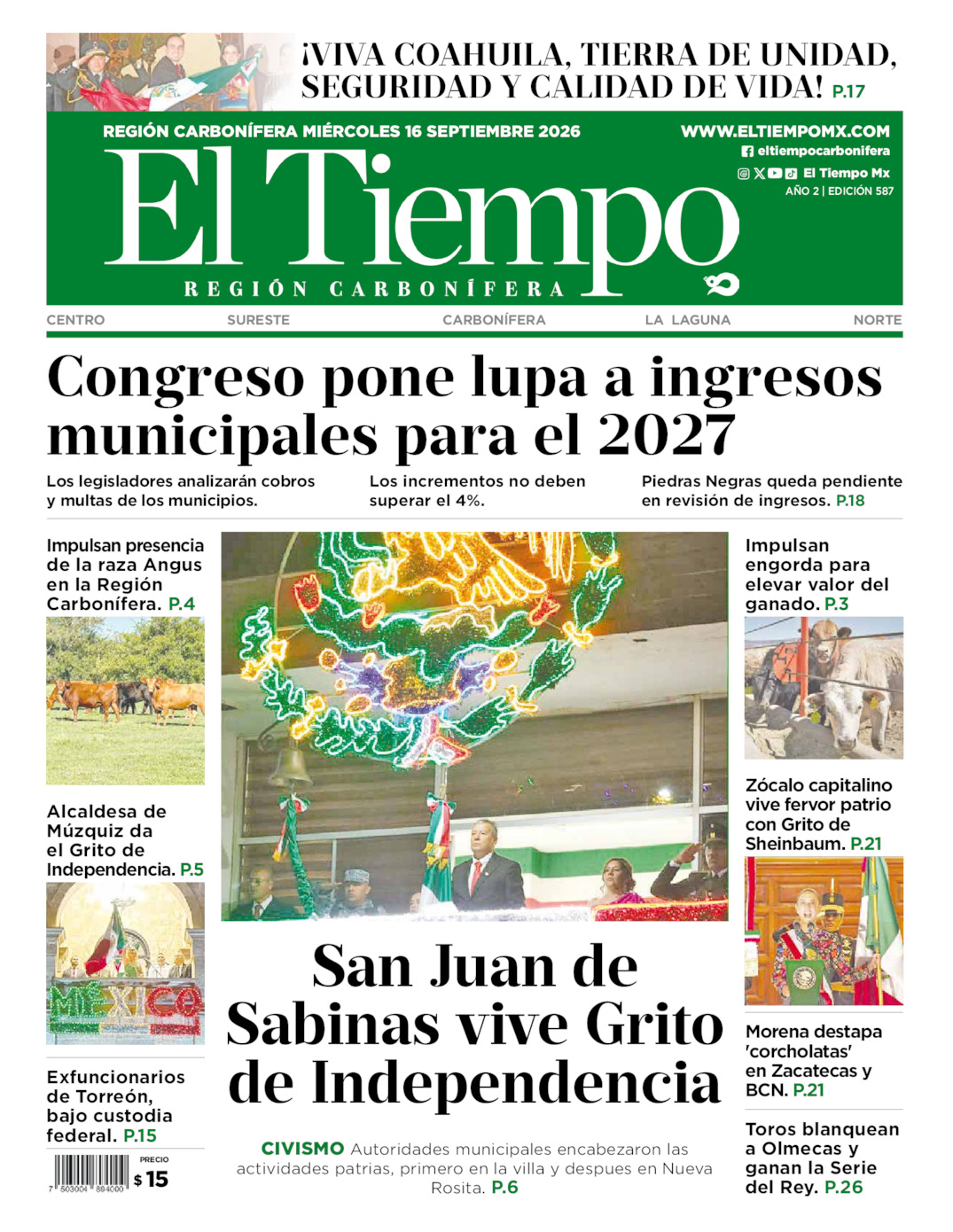 Edición impresa de El Tiempo Región Carbonífera