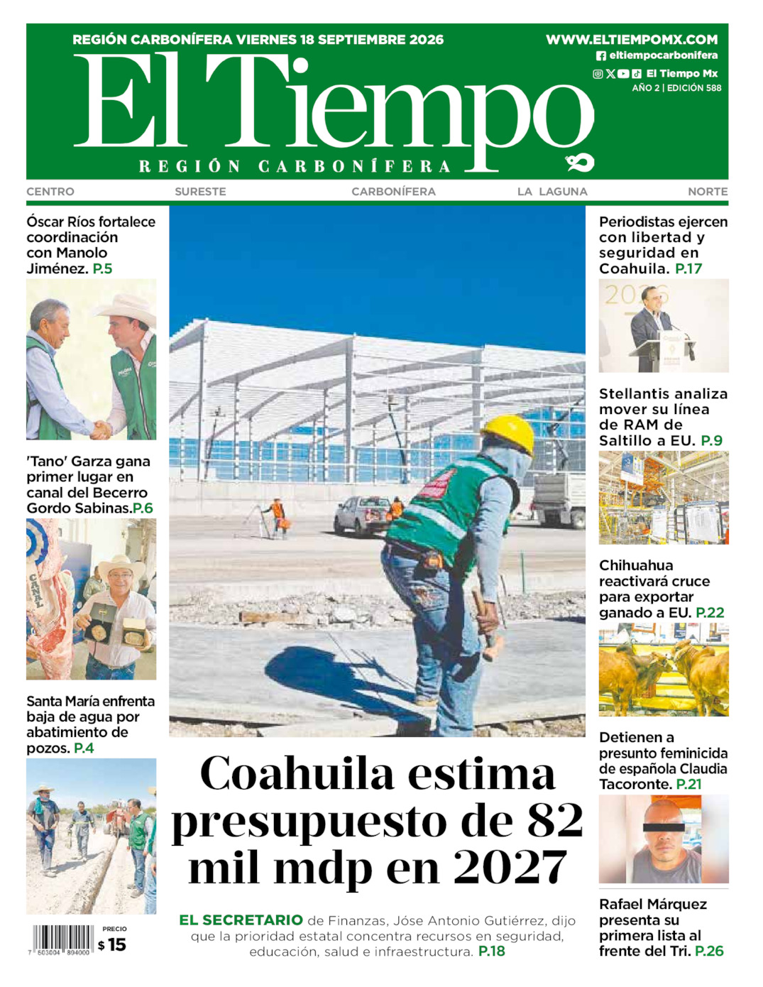 Edición impresa de El Tiempo Región Carbonífera
