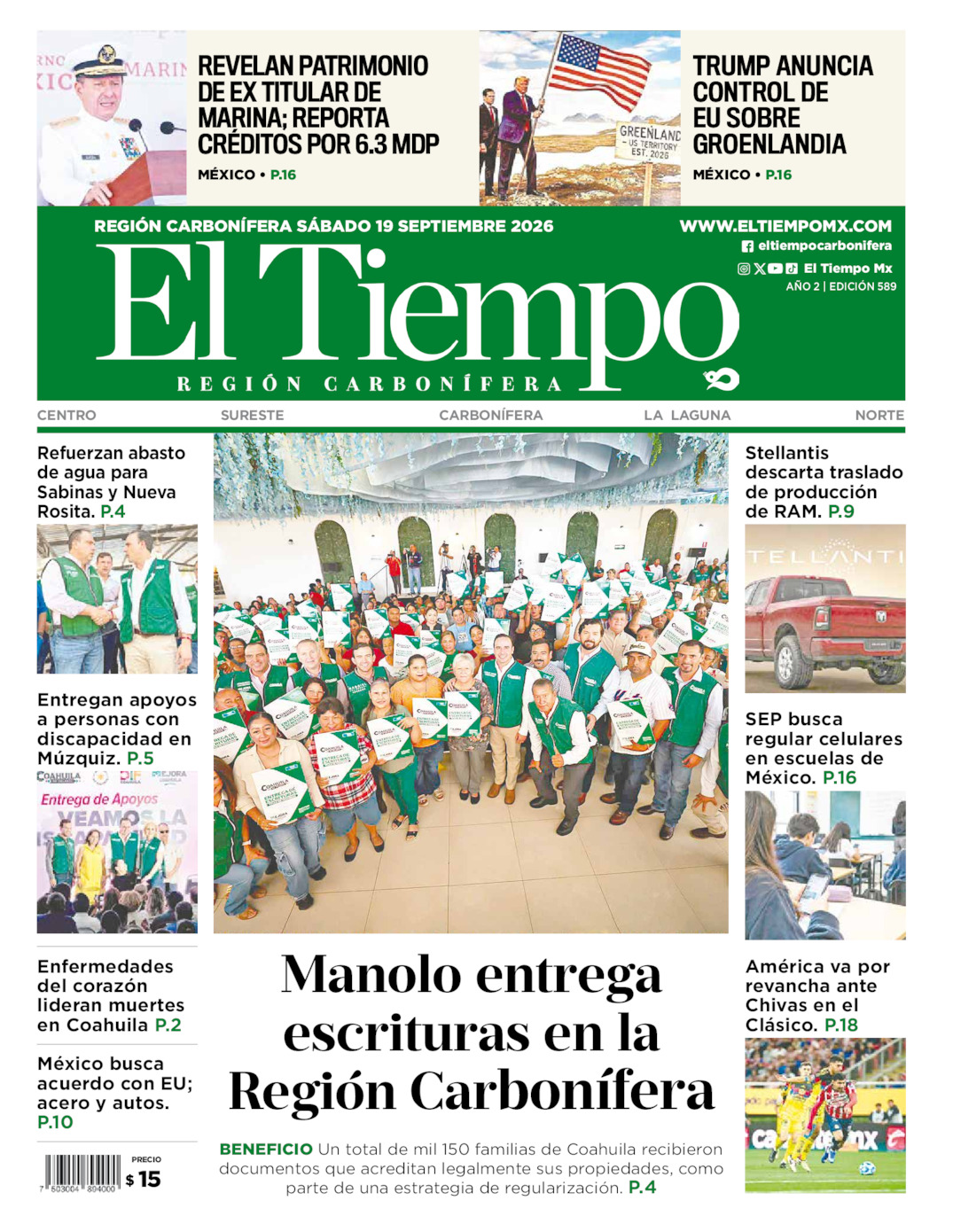 Edición impresa de El Tiempo Región Carbonífera