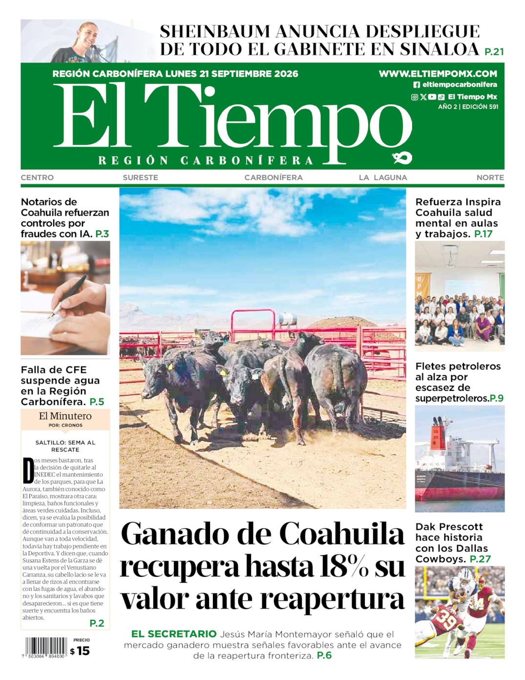 Edición impresa de El Tiempo Región Carbonífera