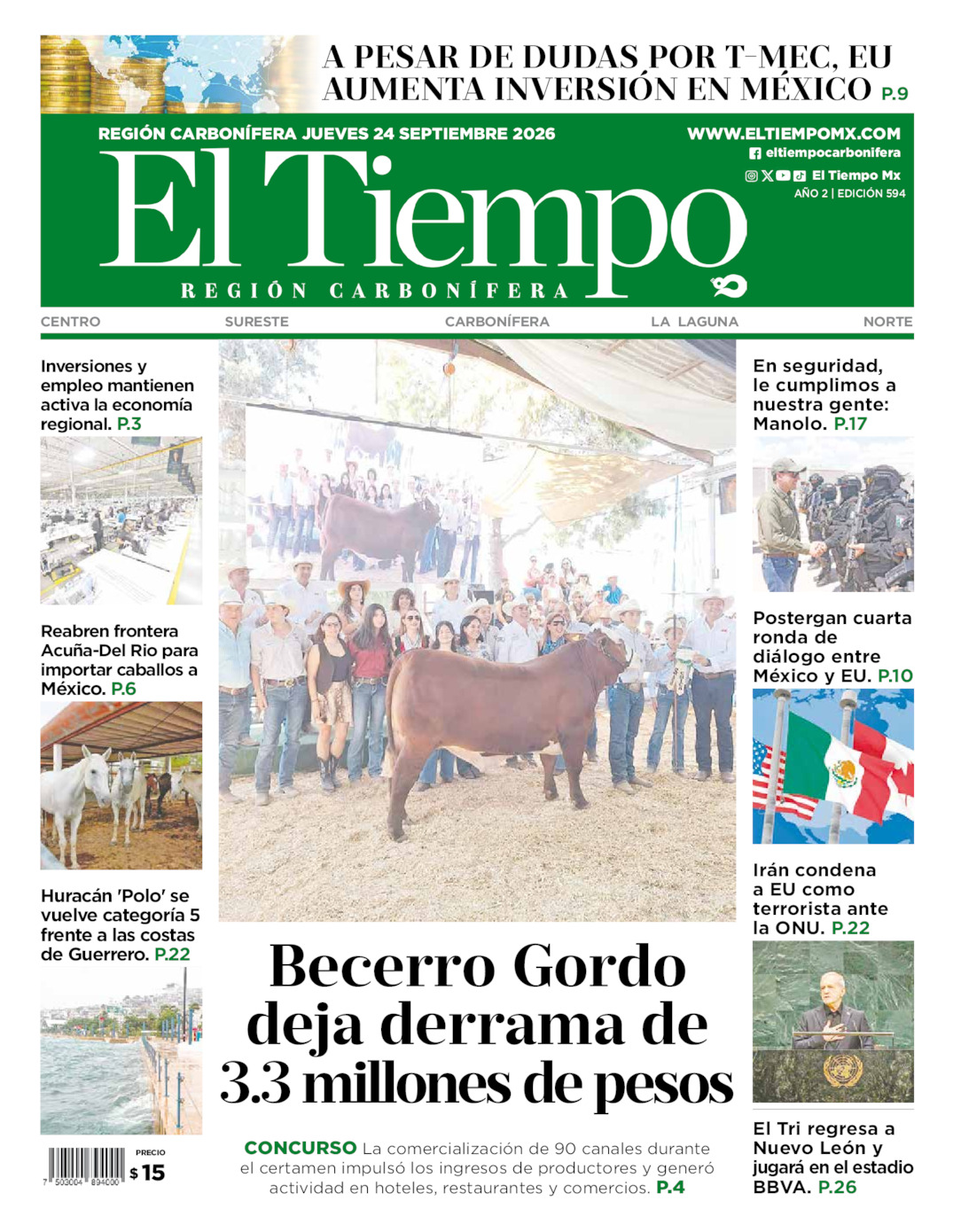 Edición impresa de El Tiempo Región Carbonífera