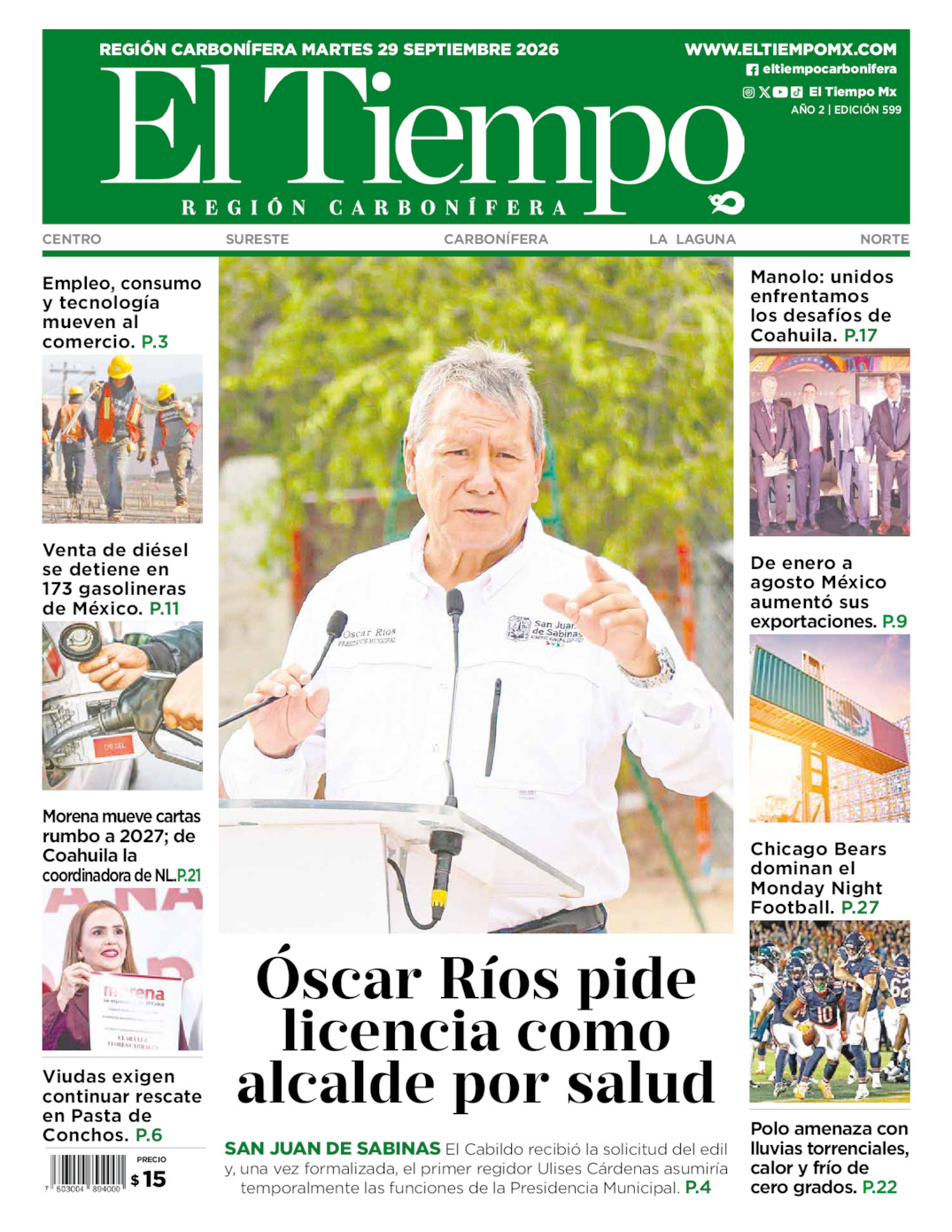 Edición impresa de El Tiempo Región Carbonífera