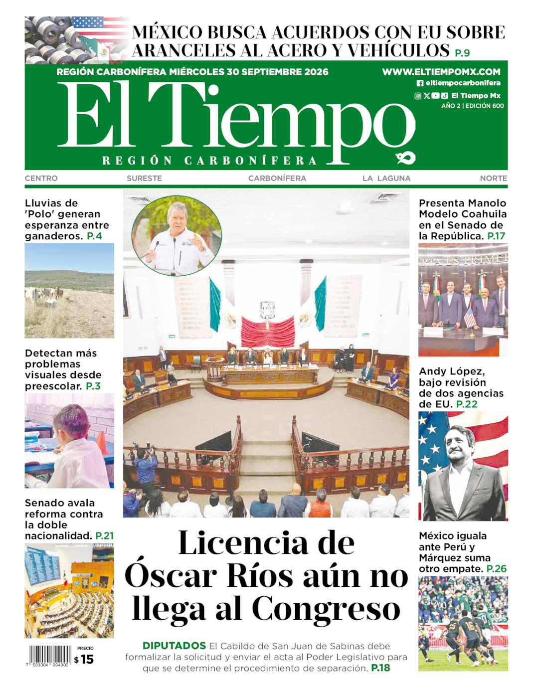 Edición impresa de El Tiempo Región Carbonífera