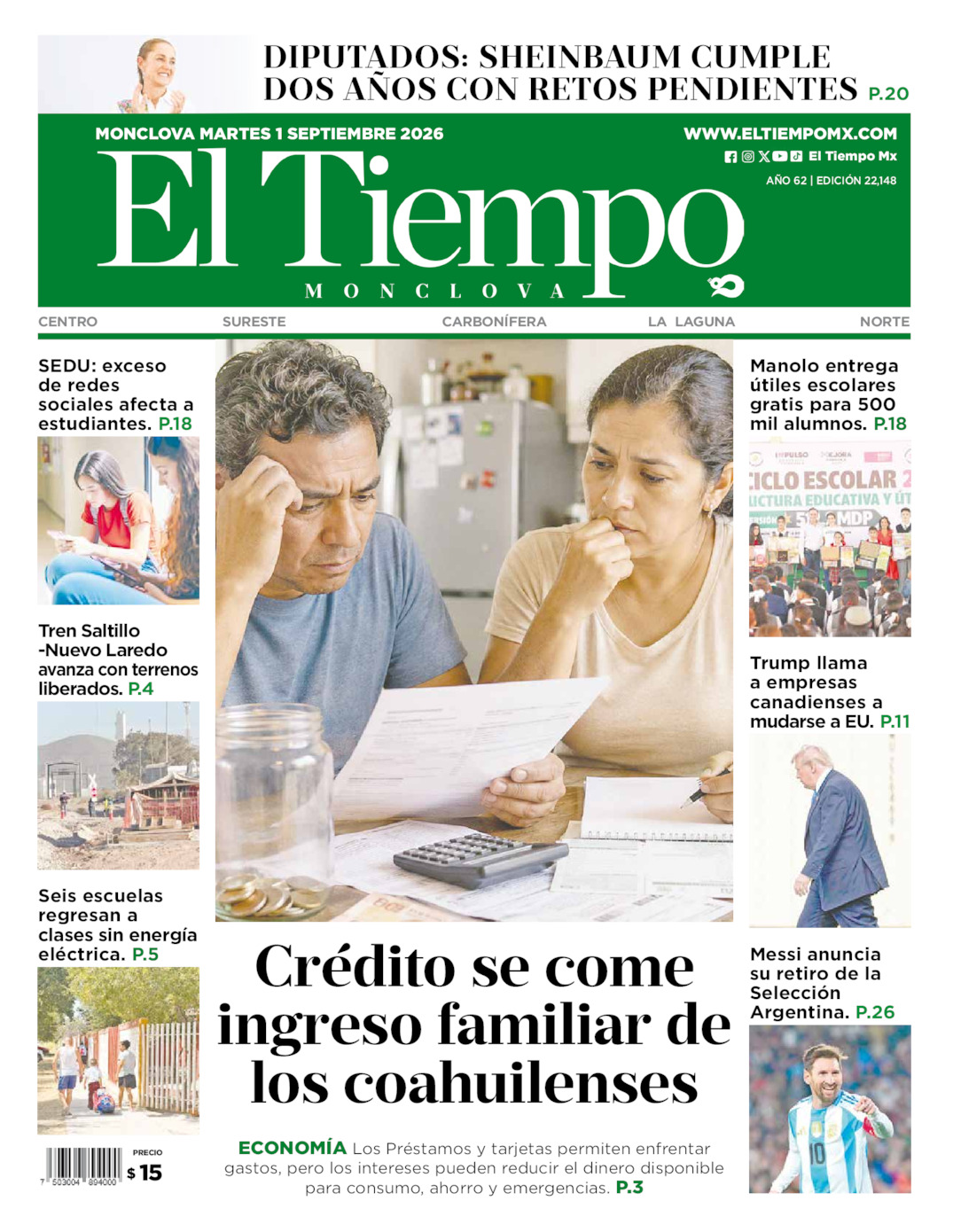 Edición impresa de El Tiempo Monclova