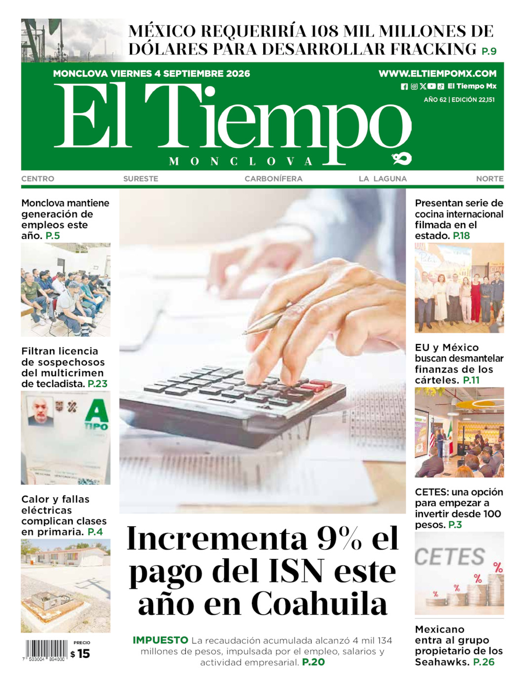 Edición impresa de El Tiempo Monclova