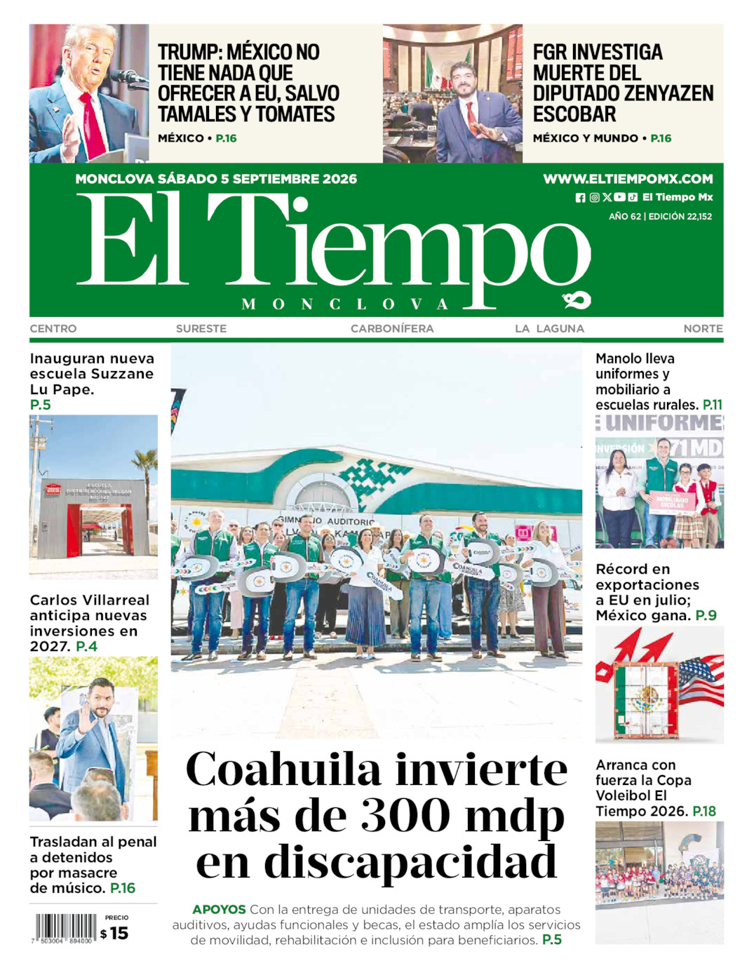 Edición impresa de El Tiempo Monclova