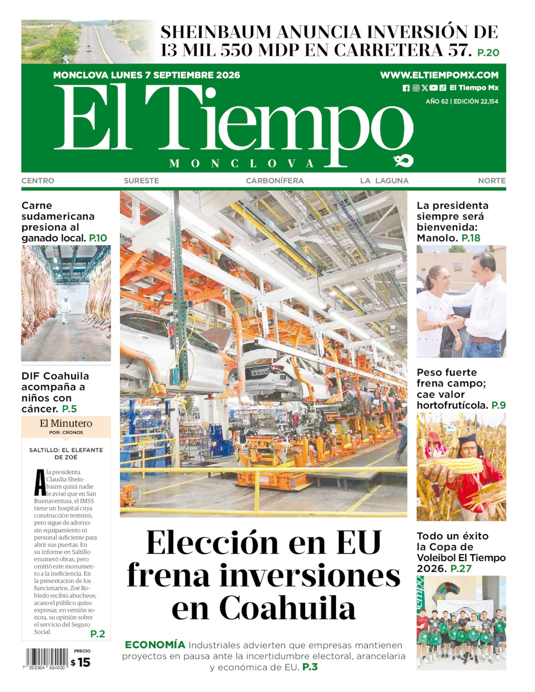 Edición impresa de El Tiempo Monclova