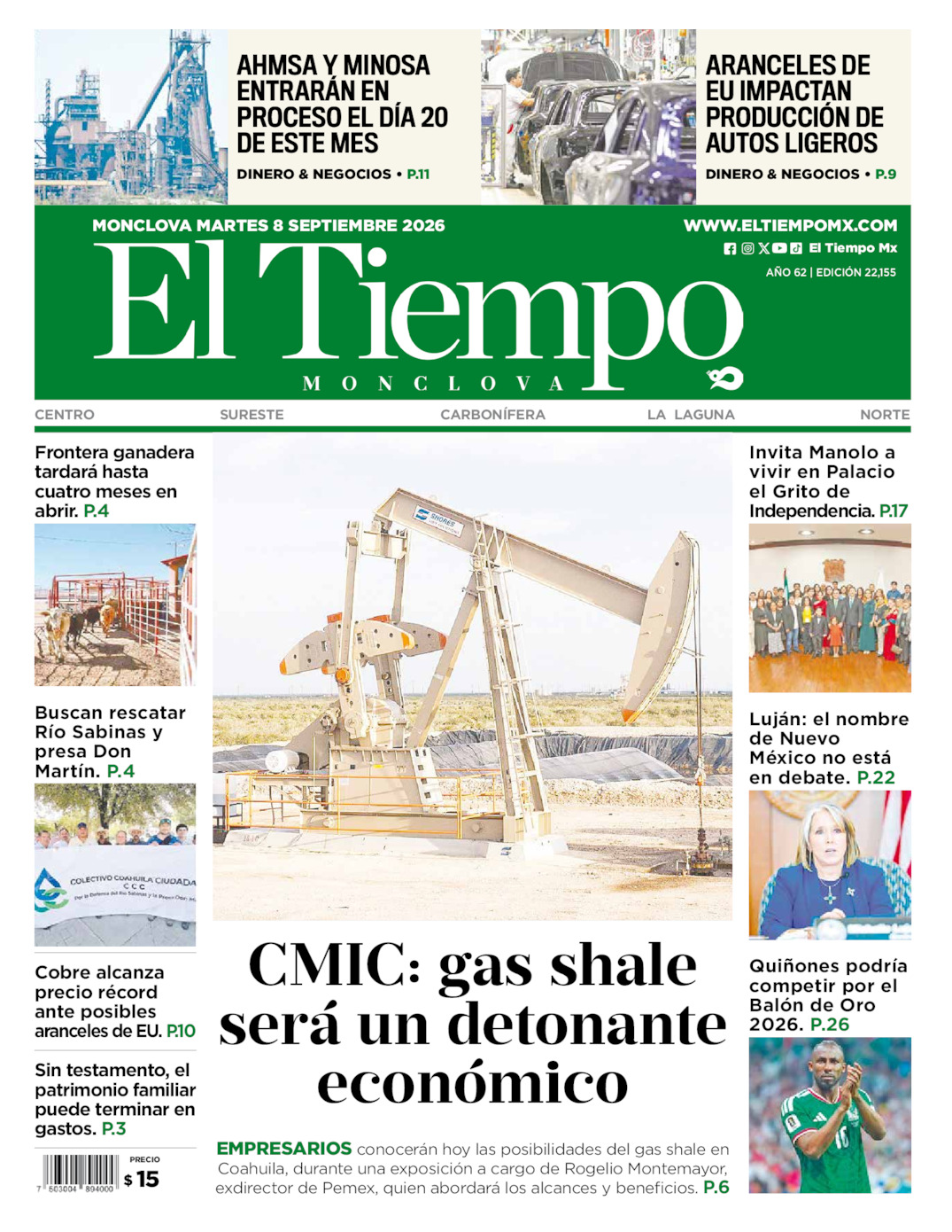 Edición impresa de El Tiempo Monclova
