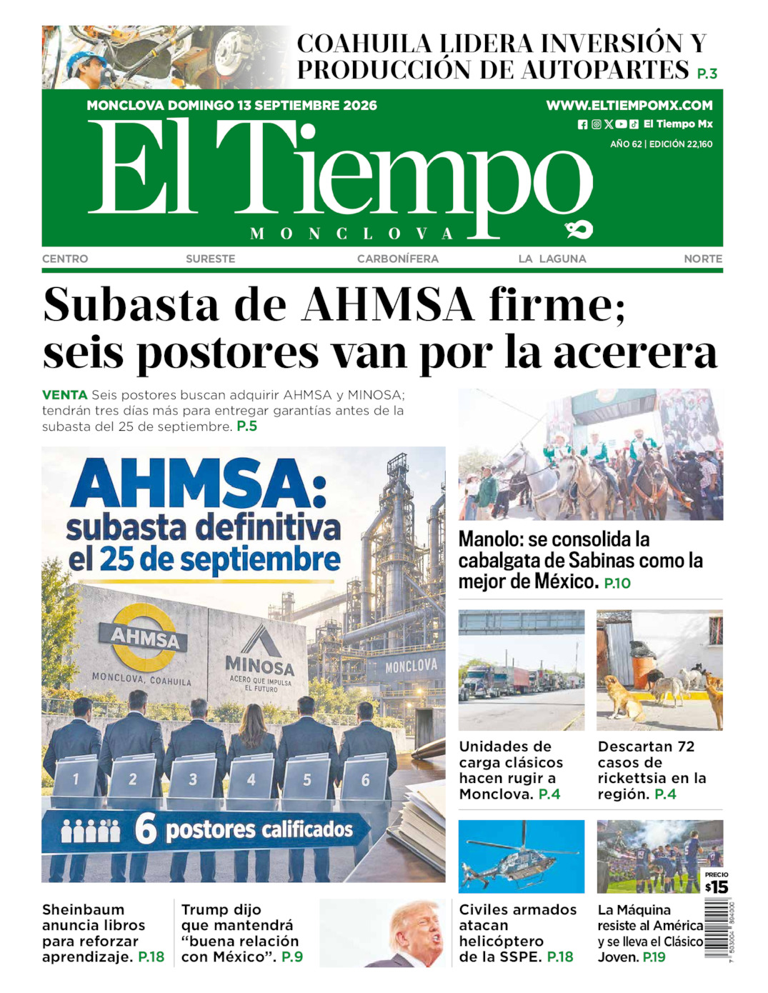 Portada del dom 13 de septiembre de 2026