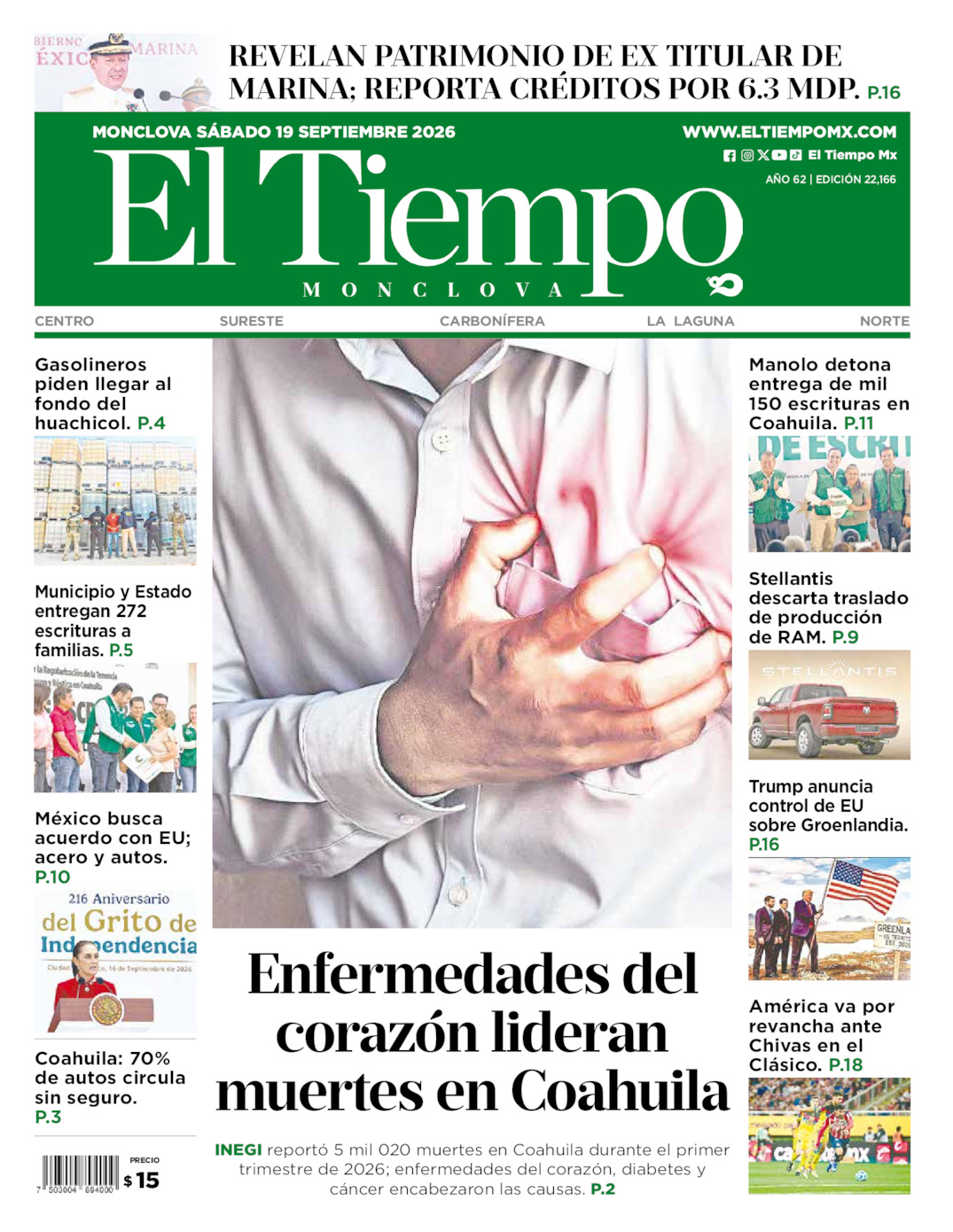 Edición impresa de El Tiempo Monclova