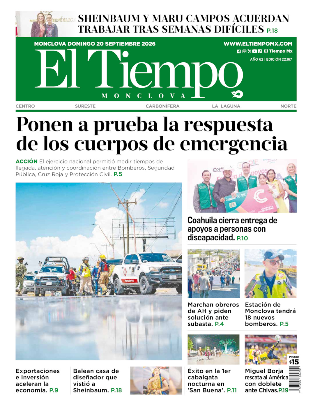 Edición impresa de El Tiempo Monclova