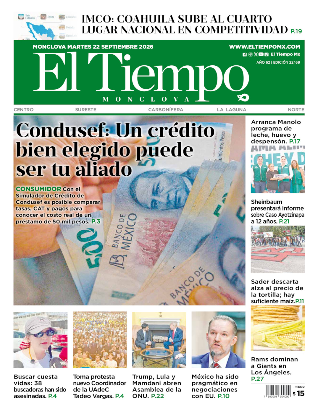 Edición impresa de El Tiempo Monclova