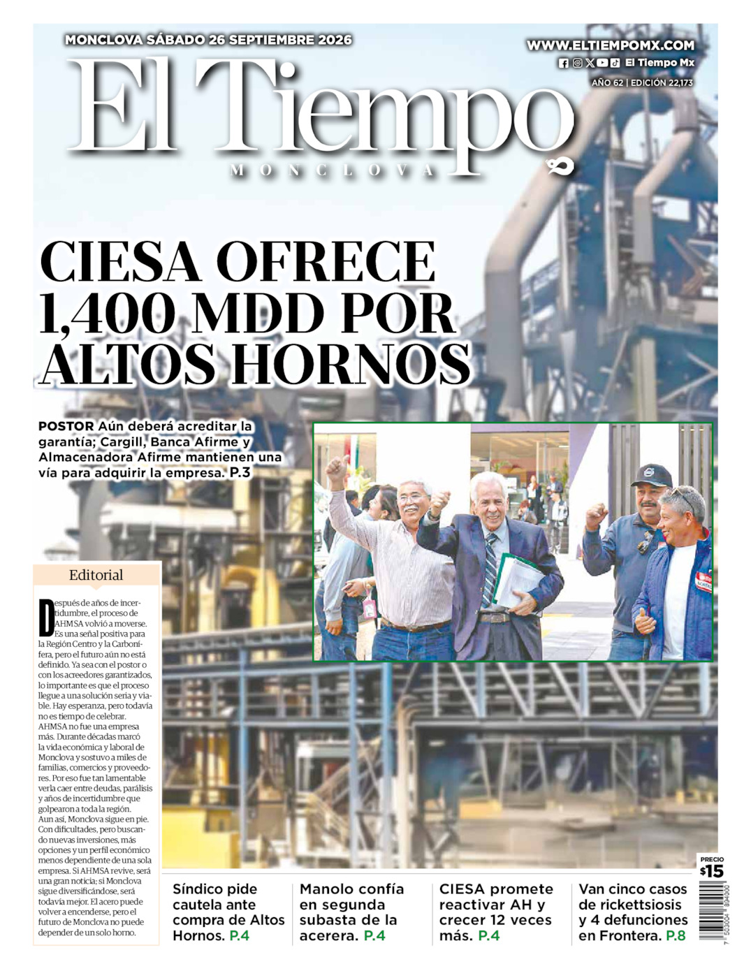 Edición impresa de El Tiempo Monclova