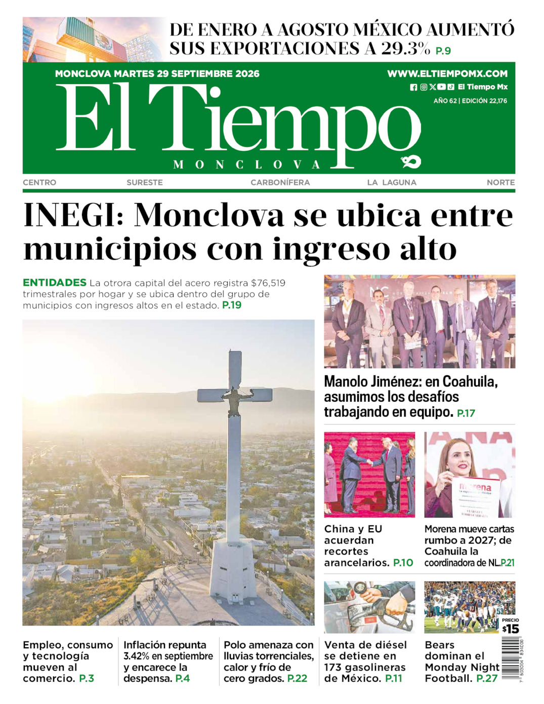 Edición impresa de El Tiempo Monclova