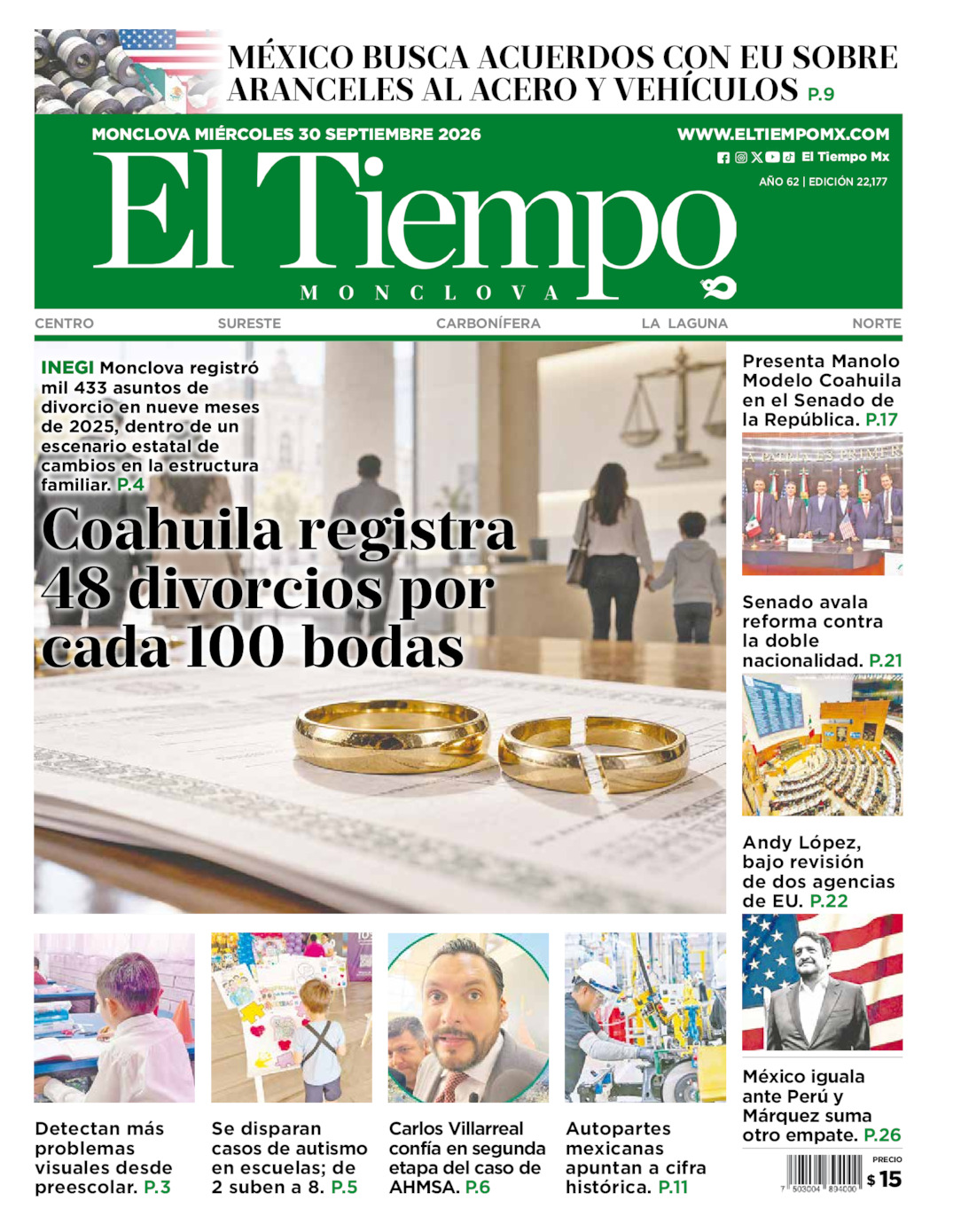Edición impresa de El Tiempo Monclova
