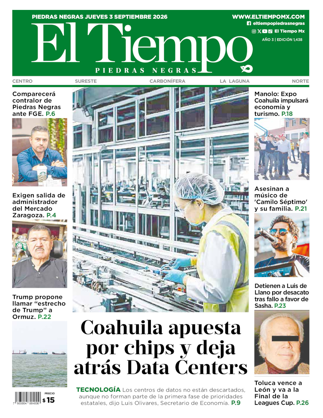 Edición impresa de El Tiempo Piedras Negras