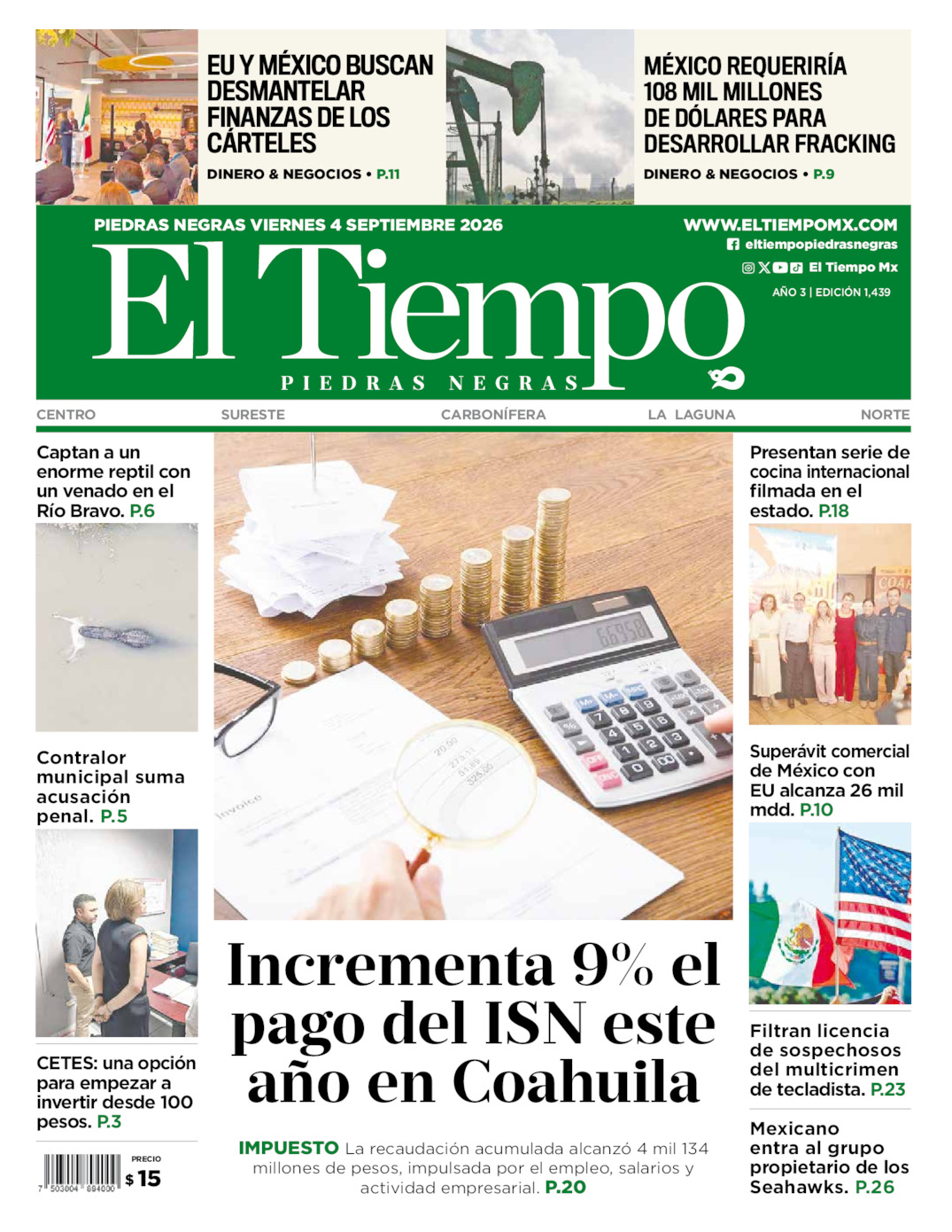 Edición impresa de El Tiempo Piedras Negras