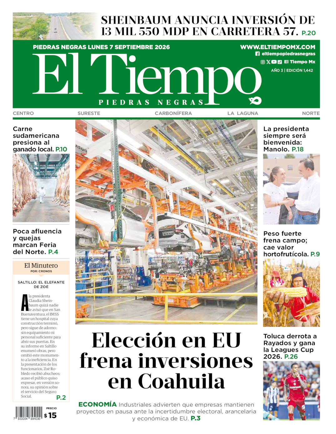 Edición impresa de El Tiempo Piedras Negras